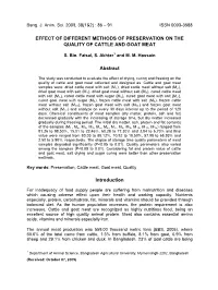 Effect of Different Methods of Preservation on the Quality of Cattle and Goat Meat