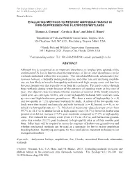 Evaluating Methods to Restore Amphibian Habitat in Fire-Suppressed Pine Flatwoods Wetlands