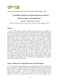 Probability Prediction of Typhoon/Hurricane Induced Hazards: Theory and Applications