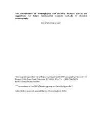 The Collaborative on Oceanography and Chemical Analysis (COCA) and Suggestions for Future Instrumental Analysis Methods in Chemical Oceanography