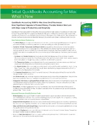 Intuit Quickbooks Accounting for Mac What's