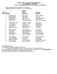 LEGISLATIVE JOINT AUDITING COMMITTEE 92Nd GENERAL ASSEMBLY 2019 - 2020 MEMBERSHIP LIST 1/14/19 (Revised 7/22/2020)