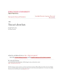 This Isn't About Hats Joseph Paul Carney Iowa State University