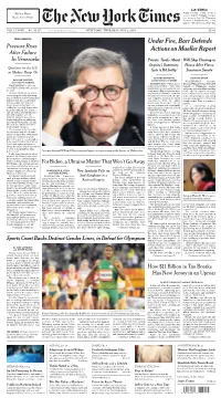 Under Fire, Barr Defends Actions on Mueller Report