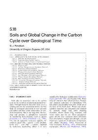 5.18 Soils and Global Change in the Carbon Cycle Over Geological Time G