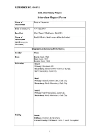 GAA Oral History Project Interview Report Form