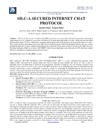 SILC-A SECURED INTERNET CHAT PROTOCOL Anindita Sinha1, Saugata Sinha2 Asst