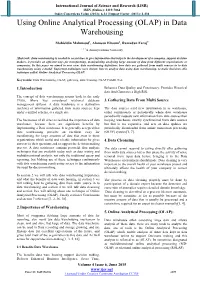 Using Online Analytical Processing (OLAP) in Data Warehousing
