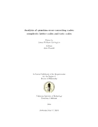 Analysis of Quantum Error-Correcting Codes: Symplectic Lattice Codes and Toric Codes