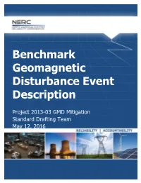 Benchmark Geomagnetic Disturbance Event Description