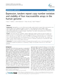 Expression, Tandem Repeat Copy Number Variation and Stability of Four Macrosatellite Arrays in the Human Genome