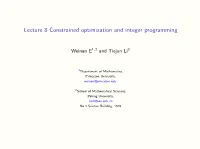 Lecture 8 Constrained Optimization and Integer Programming