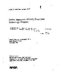 NASA SUPERSONIC STOVL PROPULSION TECHNOLOGY PROGRAM Peter G
