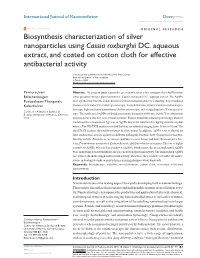Biosynthesis Characterization of Silver Nanoparticles Using Cassia Roxburghii DC