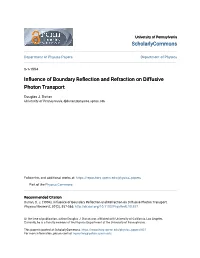 Influence of Boundary Reflection and Refraction on Diffusive Photon Transport