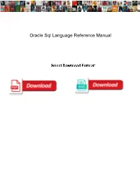Oracle Sql Language Reference Manual