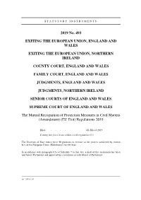 The Mutual Recognition of Protection Measures in Civil Matters (Amendment) (EU Exit) Regulations 2019