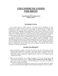 Vfr Communications for Idiots