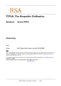 Jeremy Rifkin Chaired By