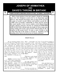Joseph of Arimathea David's Throne in Britain!