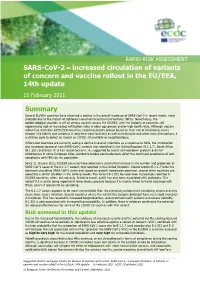 SARS-Cov-2  Increased Circulation of Variants of Concern and Vaccine Rollout in the EU/EEA, 14Th Update 15 February 2021
