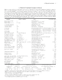 1. Physical Constants (A Major Revision) Table 1.1