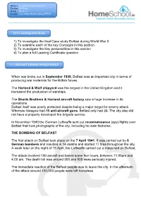 1) to Investigate the Final Case Study Belfast During World War II 2) to Examine Each of the Key Concepts in This Section