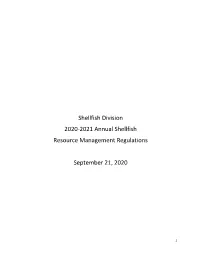 2020-2021 Shellfish Regulations