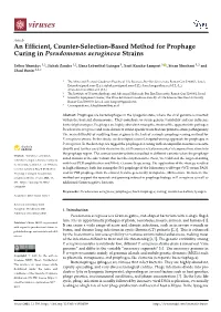 An Efficient, Counter-Selection-Based Method for Prophage Curing In