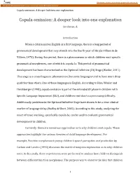 Copula Omission: a Deeper Look Into One Explanation