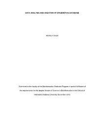 DATA ANALYSIS and CREATION of EPIGENETICS DATABASE Akshay