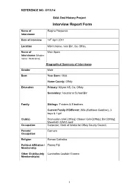 GAA Oral History Project Interview Report Form