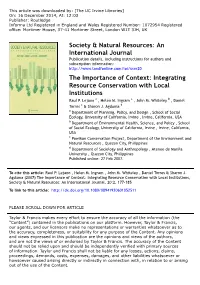 Integrating Resource Conservation with Local Institutions Raul P