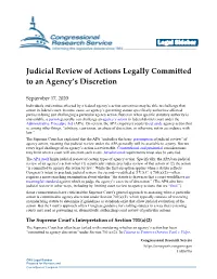 Judicial Review of Actions Legally Committed to an Agency's Discretion