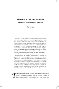 ONEIROCRITICS and MIDRASH on Reading Dreams and the Scripture