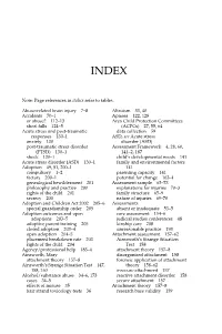 Page References in Italics Refer to Tables. Abuse-Related Brain Injury 7