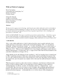 Wiki As Pattern Language