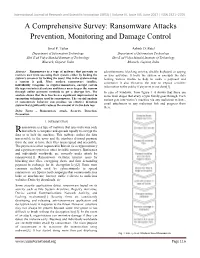 A Comprehensive Survey: Ransomware Attacks Prevention, Monitoring and Damage Control