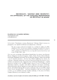 An Appraisal of the Earliest Renderings of Beowulf in Spain1