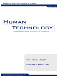 An Interdisciplinary Journal on Humans in ICT Environments Volume 9, Number 1, May 2013 DOI