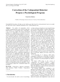 Correction of the Codependent Behavior: Propose a Psychological Program