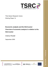 Economic Analysis and the Third Sector Overview of Economic Analysis in Relation to the Third Sector