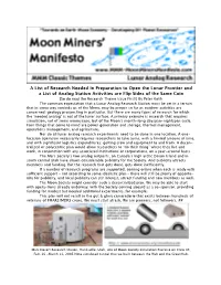 Lunar Analog Research