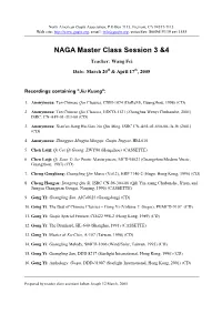 NAGA Master Class Session 3 &4