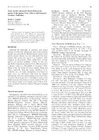 Notes on New and Poorly Known Palaearctic Species of the Genera