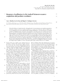 Response of Pollinators to the Tradeoff Between Resource Acquisition And