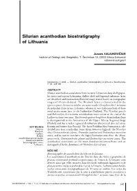 Silurian Acanthodian Biostratigraphy of Lithuania
