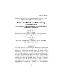 The Meaning of Crime and Punishment to Muslim Inmates and Its Policy Implications)