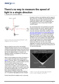 There's No Way to Measure the Speed of Light in a Single Direction 11 January 2021, by Brian Koberlein