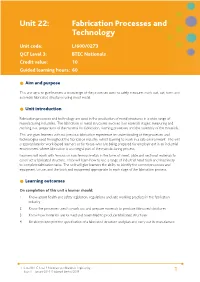 Unit 22: Fabrication Processes and Technology